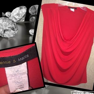 🎁Red cowl neck blouse. GUC. Great under cardigan!
