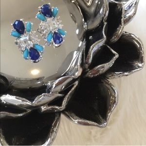 Blue Cluster Earrings