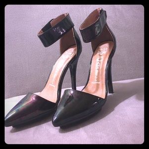 Jeffrey Campbell oil slick ankle strap heels