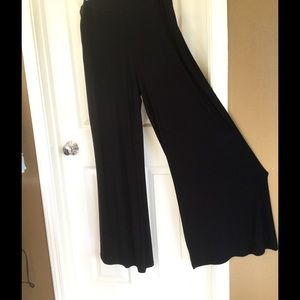 Black wide leg jersey knit pants