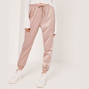 Petite Stripe Panel Satin Joggers