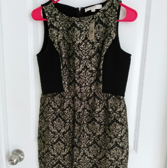 Gold and black knee length dress