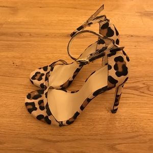 Stuart Weitzman Leopard Nudist Sandals, 6.5.