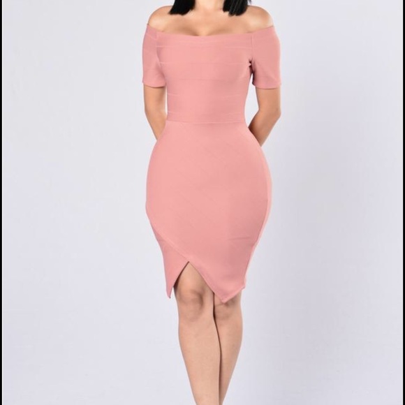 Pink rose off shoulder MIDI dress