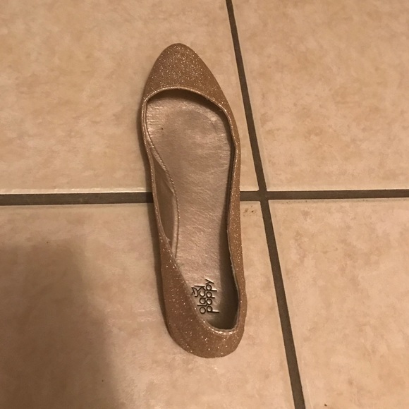Gold glittery flats
