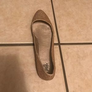 Gold glittery flats