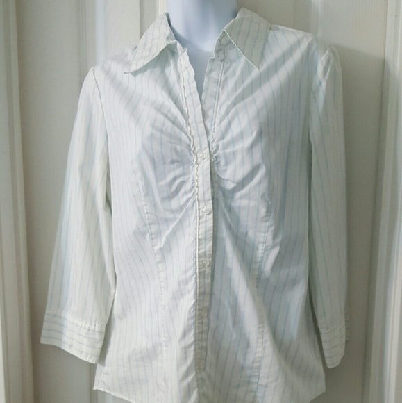 White pinstriped shirt, 3/4 length sleeves