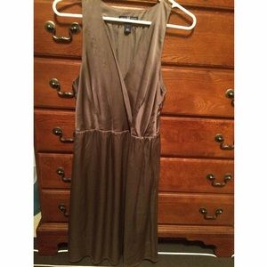Beautiful Gray Satin V-Neck Wrap-Top Dress