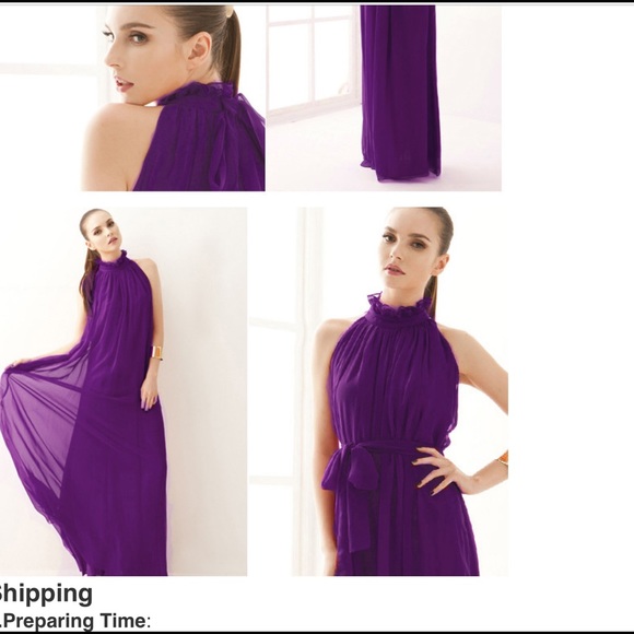 Purple One Size Chiffon Dress - Picture 2 of 3