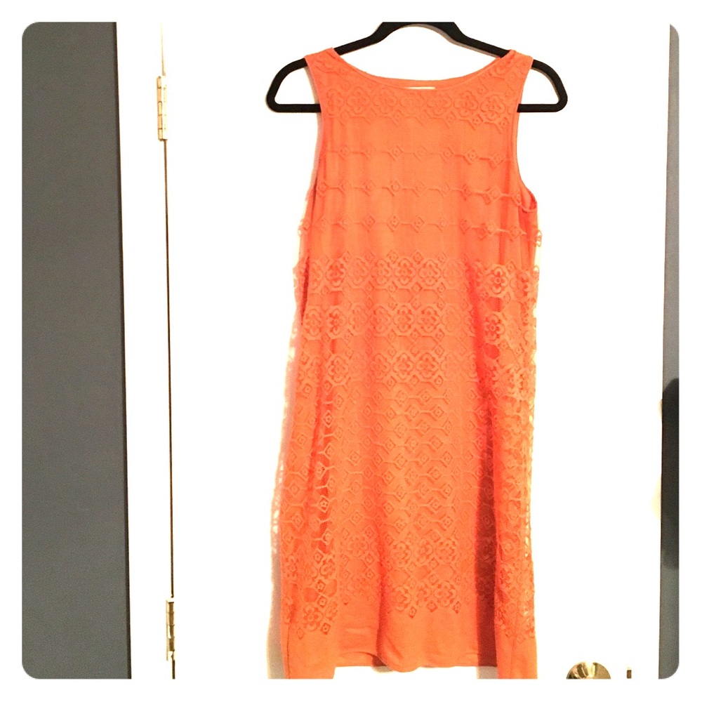 Orange lace overlay dress