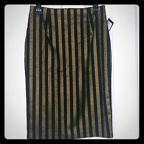 Halogen Net Lace Pencil Skirt NWT - Black/Gold