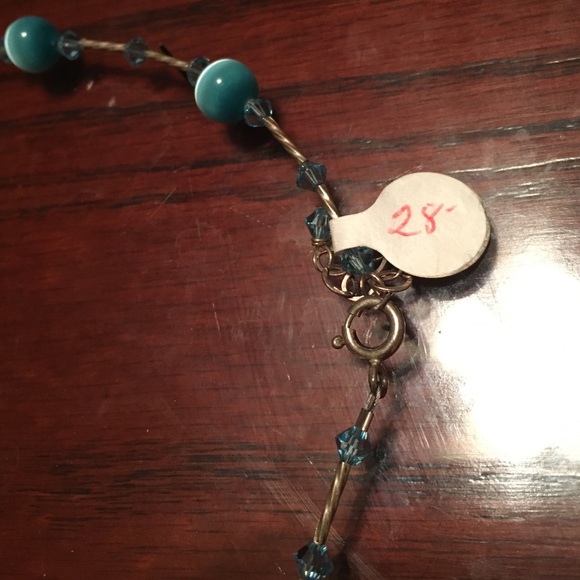 Blue and silver glass single strand necklace - Picture 3 of 5