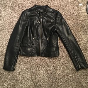 Bebe black faux leather jacket, size small S