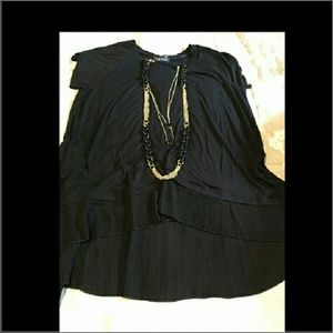 Black chiffon hem top