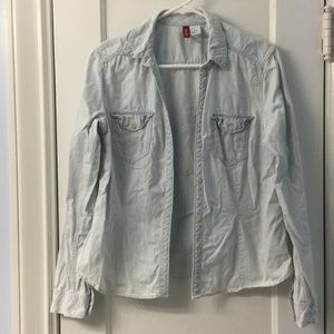 Distressed denim shirt