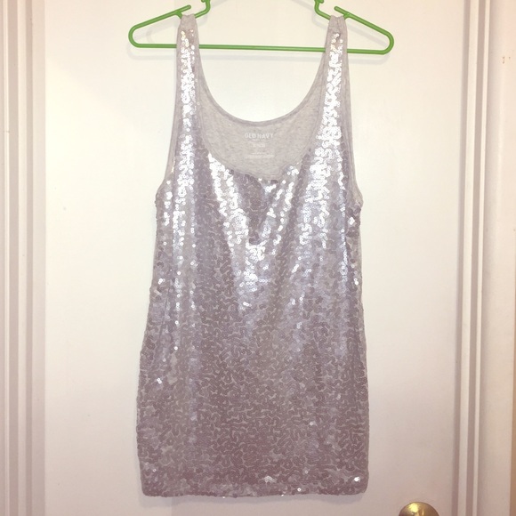 Silver sequin tank