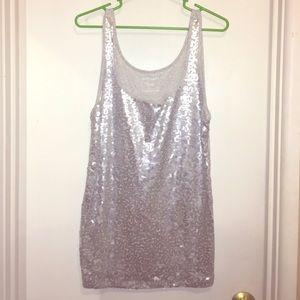 Silver sequin tank