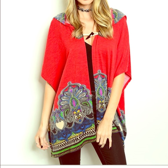 Poncho Cardigan with Hoodie
