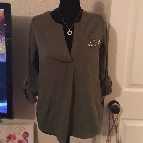 Army green blouse