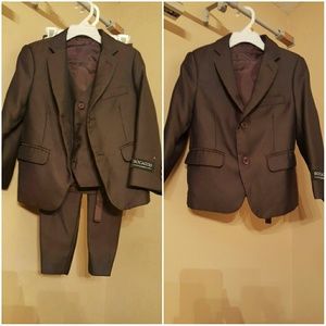 Boys 3 piece brown suit