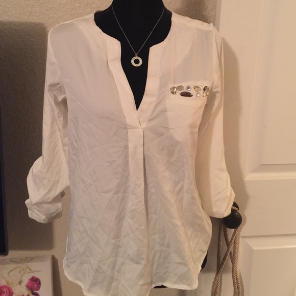 Embellished cream blouse