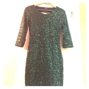 Emerald Green Sequin Bodycon Mini Dress