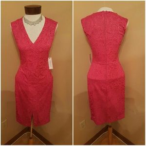 Fuschia lace midi dress