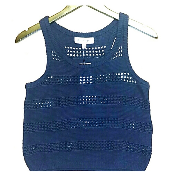Philosophy Navy Blue Knit Top NWT