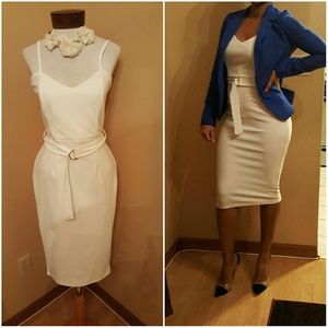 (Boohoo)White midi dress