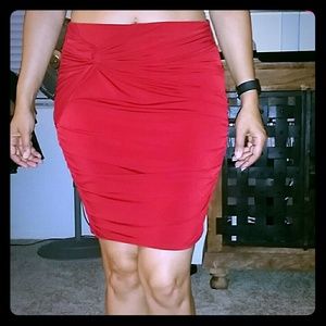 Moda International Wine Red Ruched Skirt