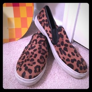 New-ish cheetah print suede slip-ons.