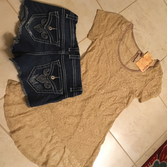 Super cute to wear with Cowboy Boots! Denim Lace