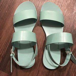 Mint green flat strap sandals