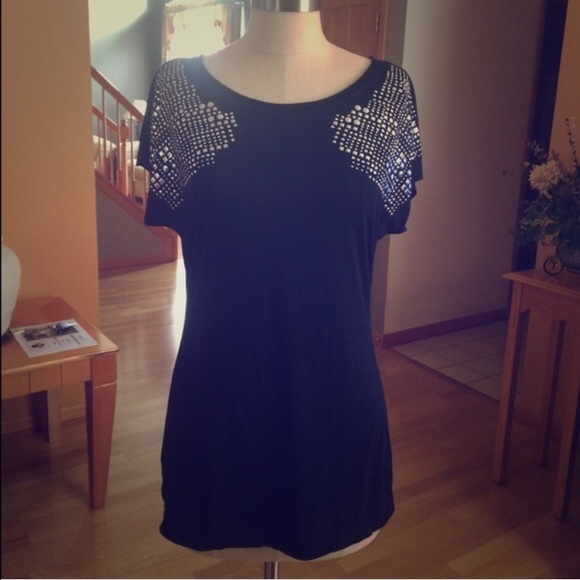 Silver Studded Black Top