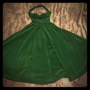 Vintage Velvet Emerald Green Circle Skirt Dress
