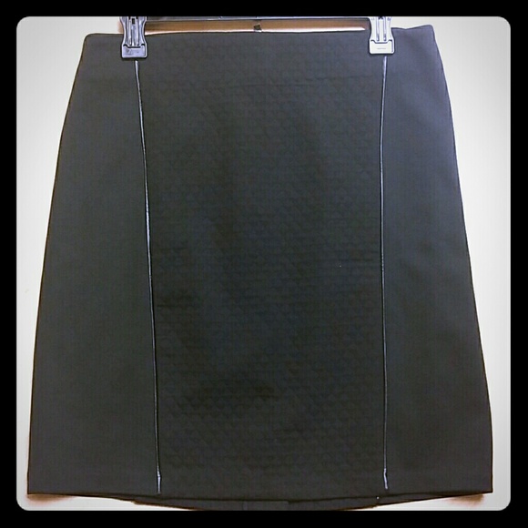 Laundry Black Skirt, Faux Leather Trim, Quilted