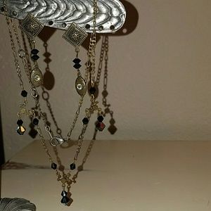 Bronze and black crystal earrings and necklace