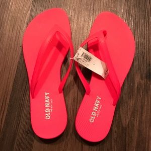Neon pink old navy jelly flip flops
