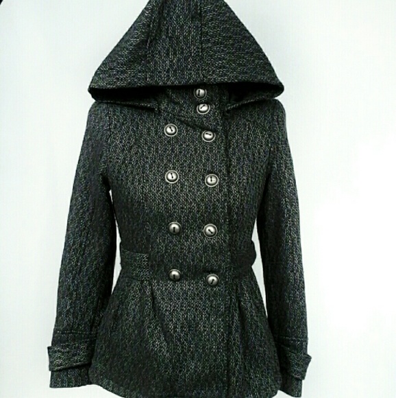 Celebrity Pink Hooded Double-Breast Wool Coat - Picture 2 of 4