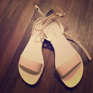 White ankle strap jelly sandals