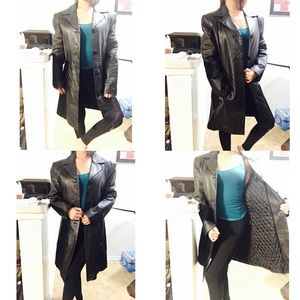 GENUINE real leather jacket/ trench coat/ blazer
