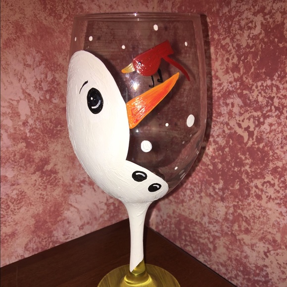 Handpainted snowman glass
