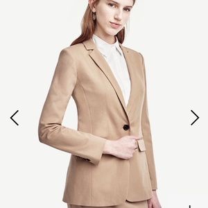 Khaki Cotton Blend One Button Jacket