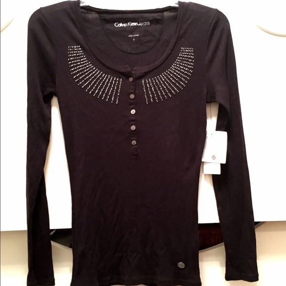 Calvin Klein long sleeve top henley - Picture 1 of 2