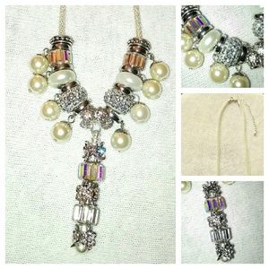 Pearl & Crystal Murano bead charm necklace