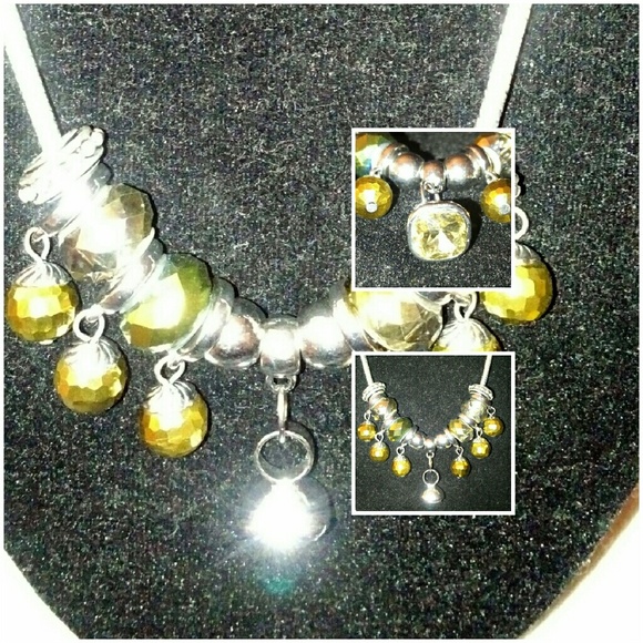 Nov Topaz Birthstone Murano bead charm necklace