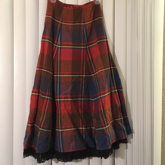 J. Peterman sz2 A-line Orange/Blue cotton flannel