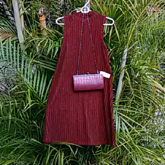 Allison Brittney Dresses - Wine Red Mock Turtleneck Swing Sweater Dress Allison Brittney Dresses - Wine Red Mock Turtleneck Swing Sweater Dress