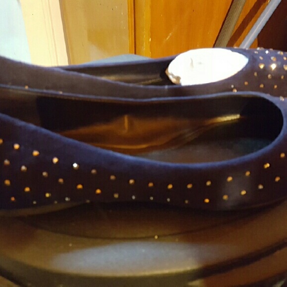 Blue suede ballerina flats