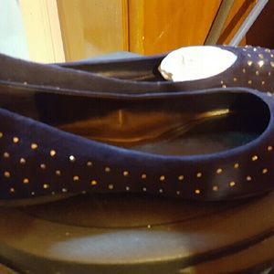 Blue suede ballerina flats